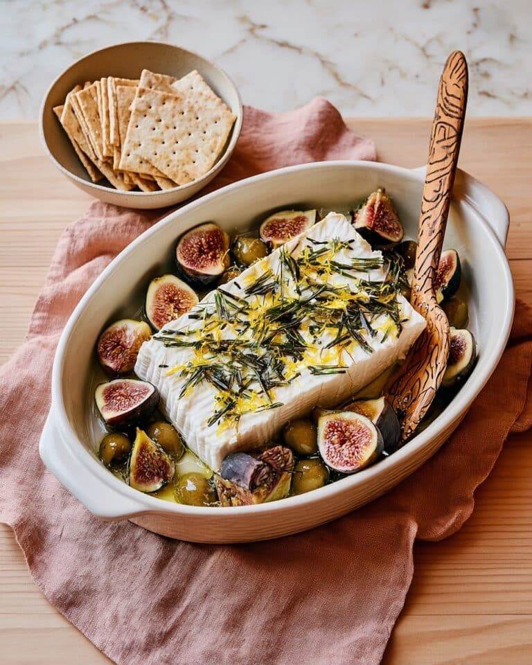 Baked Feta with Green Olives and Figs Recipe