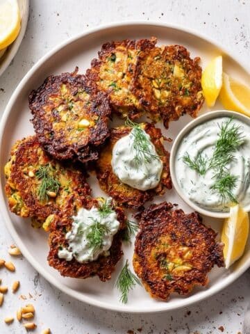Zucchini Fritters with Feta and Pine Nuts Recipe