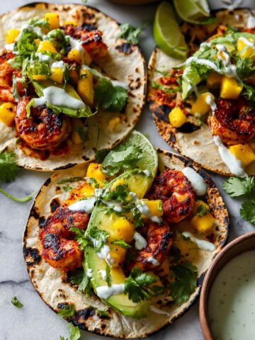 Chipotle Shrimp Tacos with Avocado-Mango Salsa Recipe