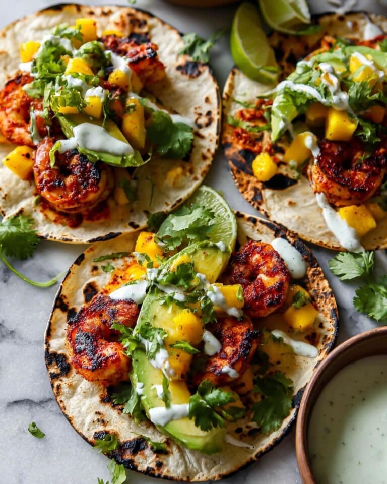 Chipotle Shrimp Tacos with Avocado-Mango Salsa Recipe