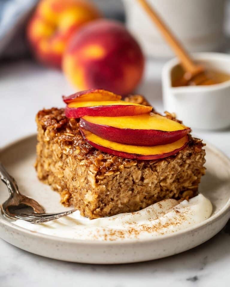Peach Baked Oatmeal with Greek Yogurt Recipe
