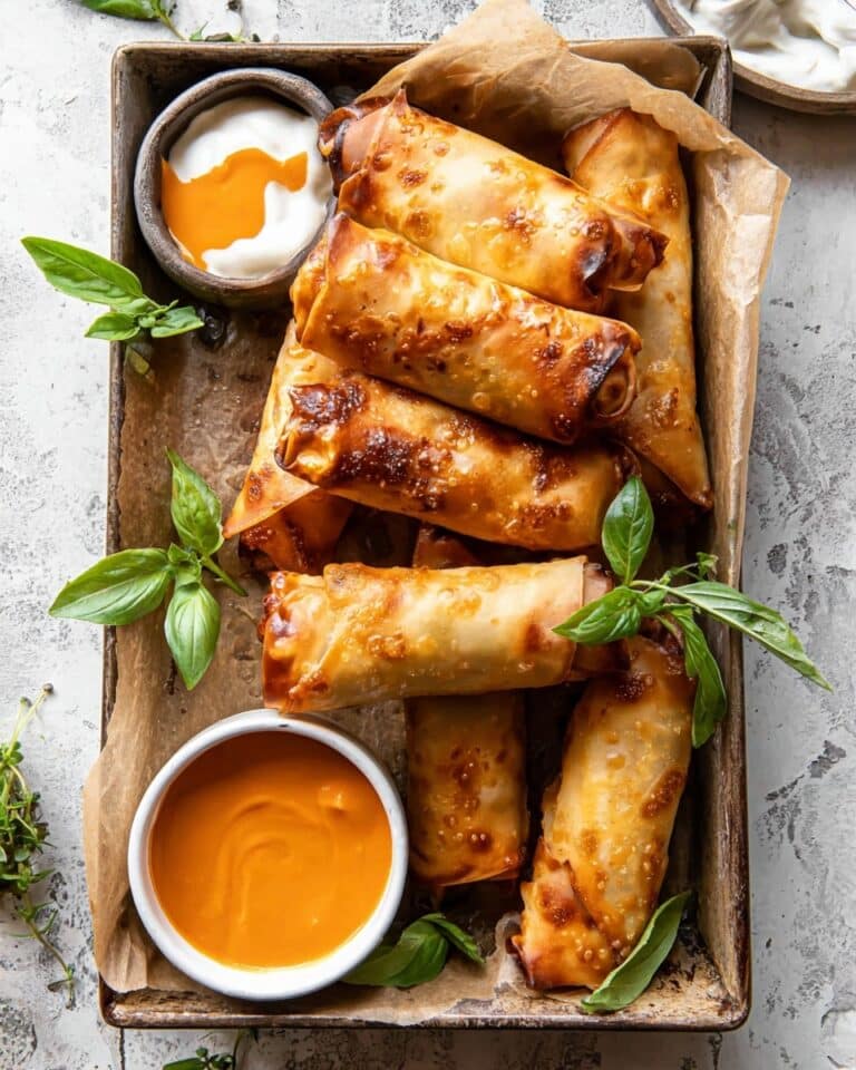 Baked Buffalo Chicken Egg Rolls with Cilantro Lime Ranch Recipe