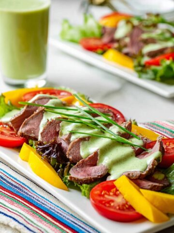 Grilled Steak and Mango Salad with Avocado Ranch Dressing Recipe