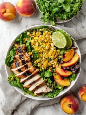 Summer Grilled Corn & Peach Salad with Chicken Recipe