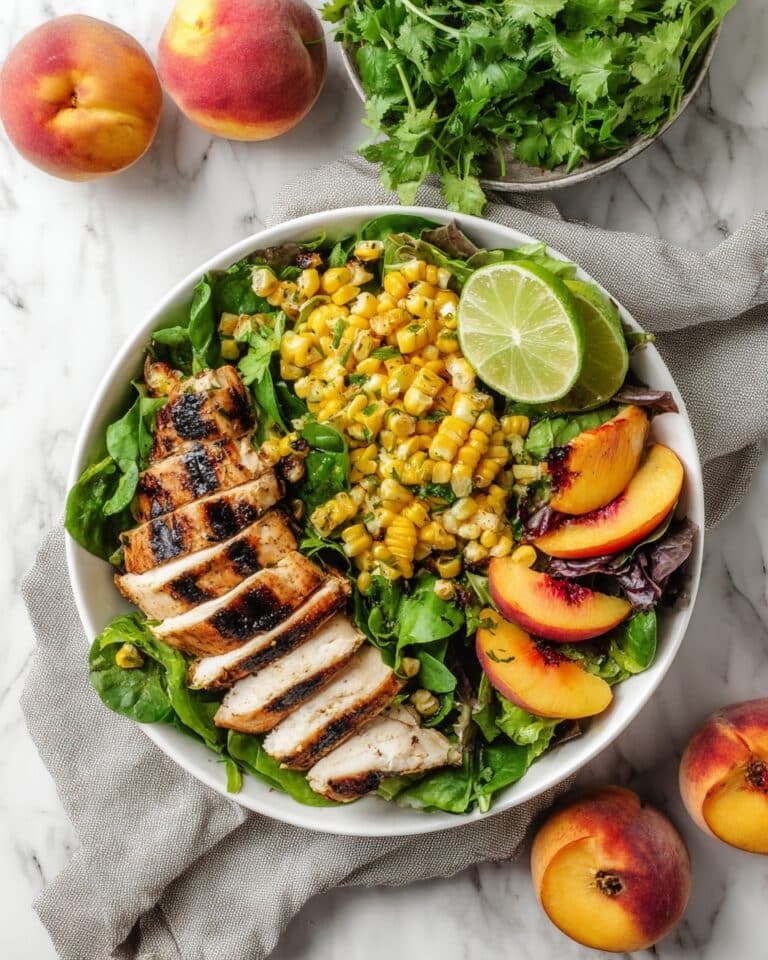 Summer Grilled Corn & Peach Salad with Chicken Recipe