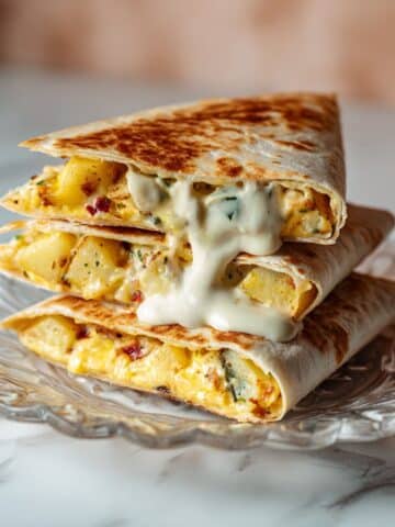 Sheet Pan Breakfast Burritos with Creamy Chipotle Sauce Recipe