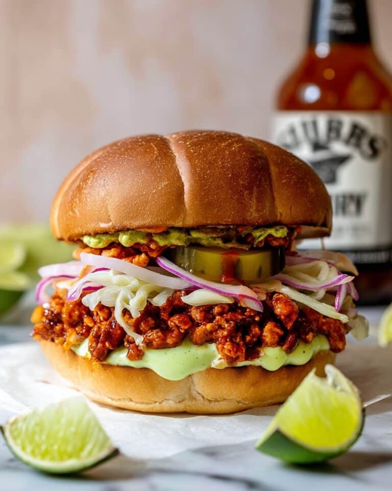 BBQ Tofu Sandwich with Pickled Onions, Creamy Coleslaw, and Avocado Spread Recipe