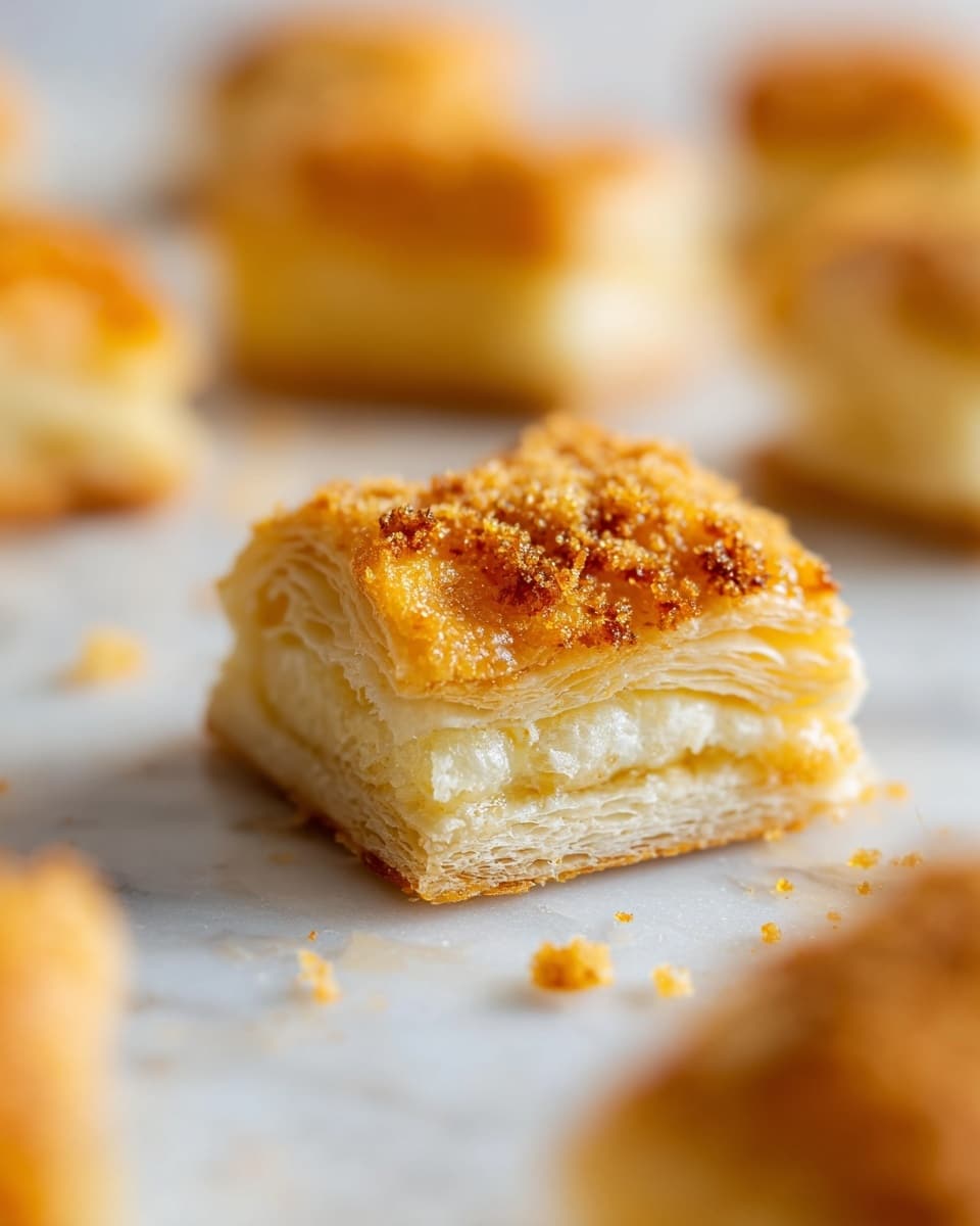 Two large white oval plates are filled with small square biscuits that have a golden brown top sprinkled with crumbly topping. The biscuits show visible flaky layers of light beige dough. A few biscuit squares sit loose on the white marbled surface around the plates. To the right, there is a clear glass bowl filled with light finely crushed crumbs. A white cloth napkin lies partially under the plate at the bottom right corner. The image is bright with soft natural light. photo taken with an iphone --ar 4:5 --v 7