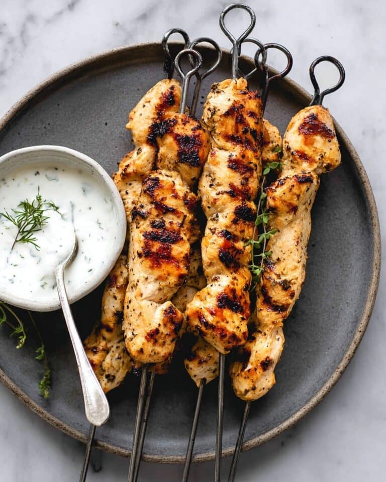 Grilled Chicken Souvlaki with Tzatziki Sauce Recipe