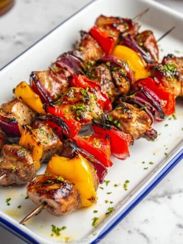Lamb Kabobs with Vegetables and Mint Sauce Recipe
