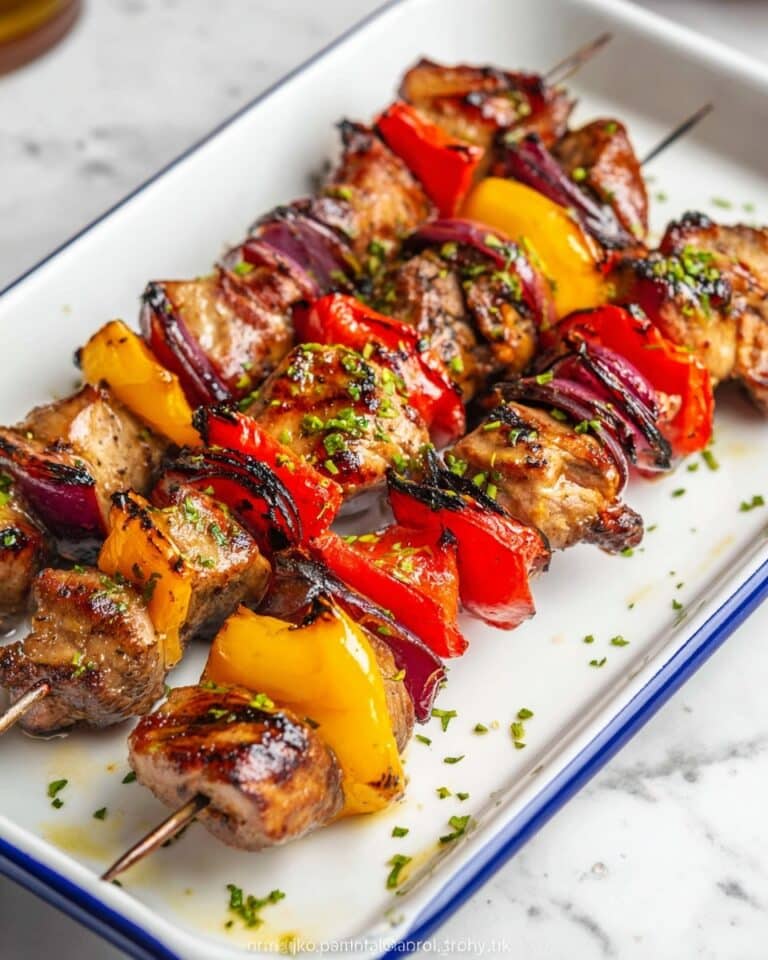Lamb Kabobs with Vegetables and Mint Sauce Recipe