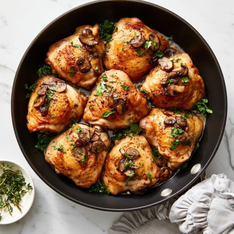 Chicken and Mushrooms in Thyme-Infused Sauce Recipe