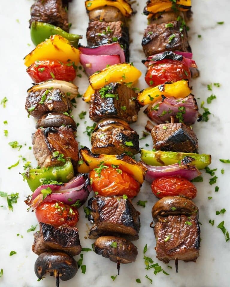 Grilled Beef Kabobs with Vegetables and Balsamic Marinade Recipe