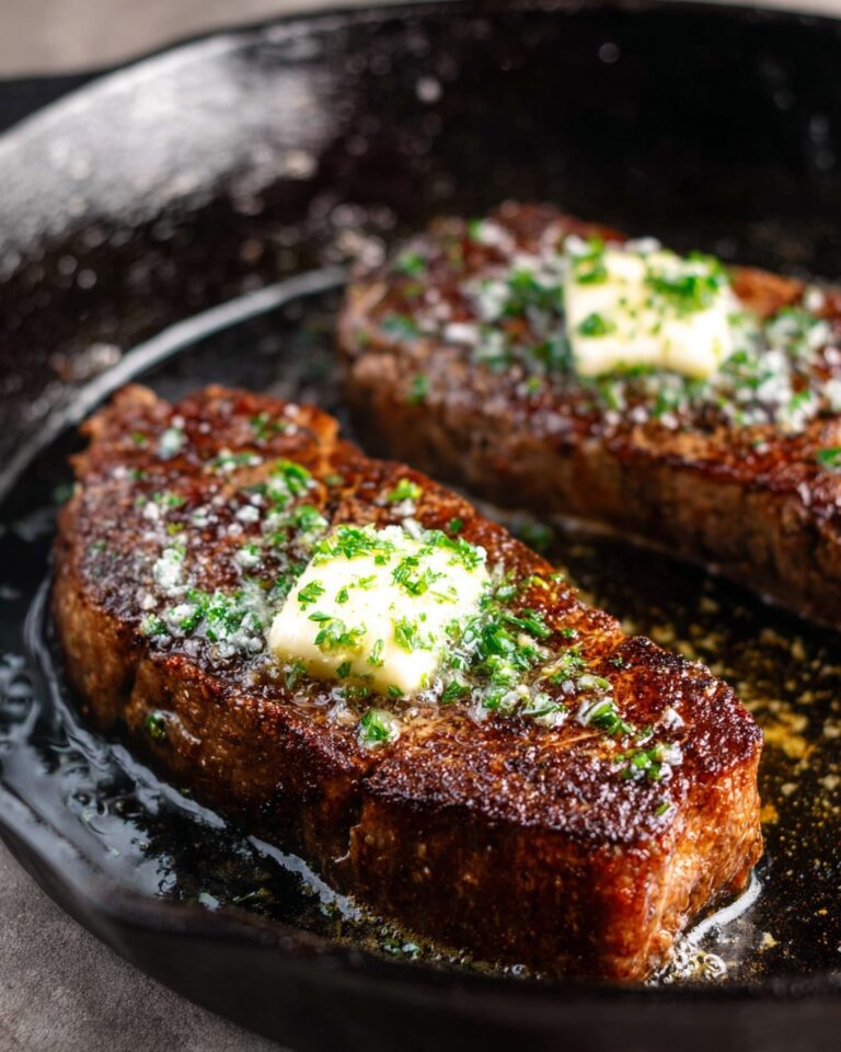 Perfectly Seared New York Strip Steak with Resting Butter Recipe