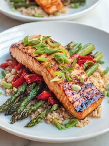20-Min Sheet Pan Maple Glazed Asian Salmon & Veggies Recipe