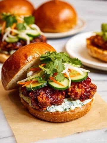 Gochujang Fried Chicken Sandwich with Cilantro Mayo Recipe