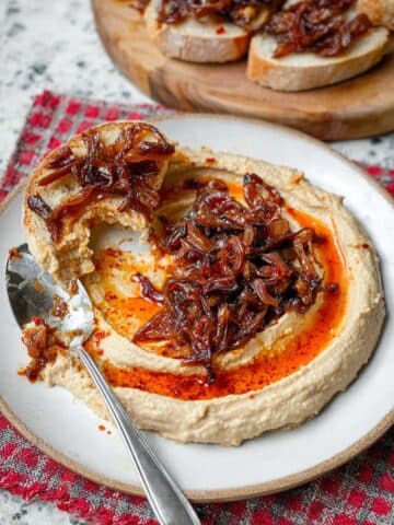 Romanian White Bean Spread with Garlic & Caramelized Onion Recipe