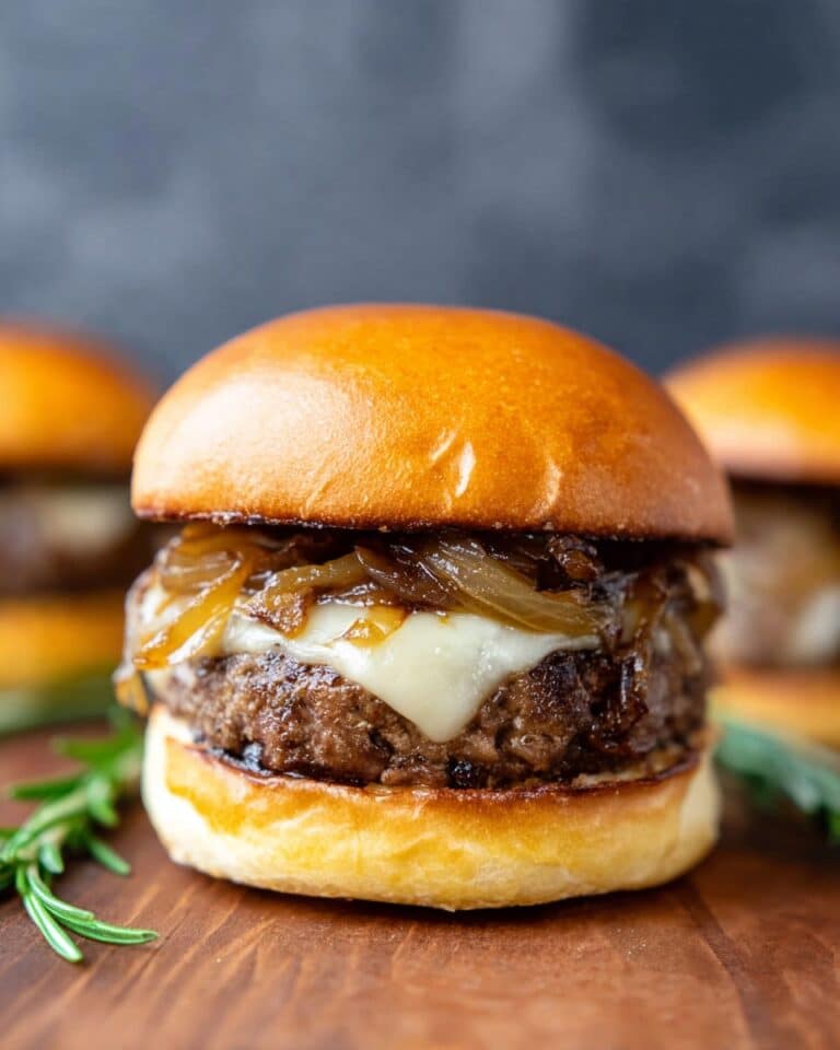 Soy-Glazed Swiss Mushroom Burgers with Caramelized Onions & Rosemary Aioli Recipe
