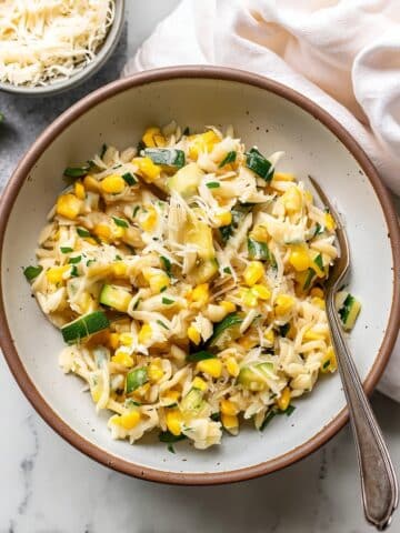 One Pan Zucchini Corn Orzo Recipe