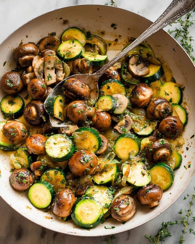Skillet Zucchini and Mushrooms with Garlic, Herbs, and Parmesan Recipe