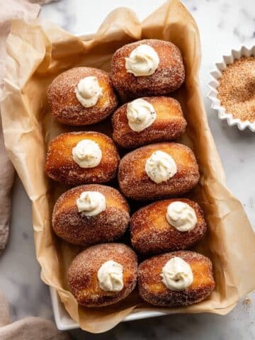 Cinnamon ‘Cheesecake’ Stuffed Vegan Pumpkin Doughnuts Recipe