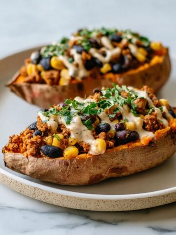 Southwest Turkey Stuffed Sweet Potatoes with Chipotle Crema Recipe