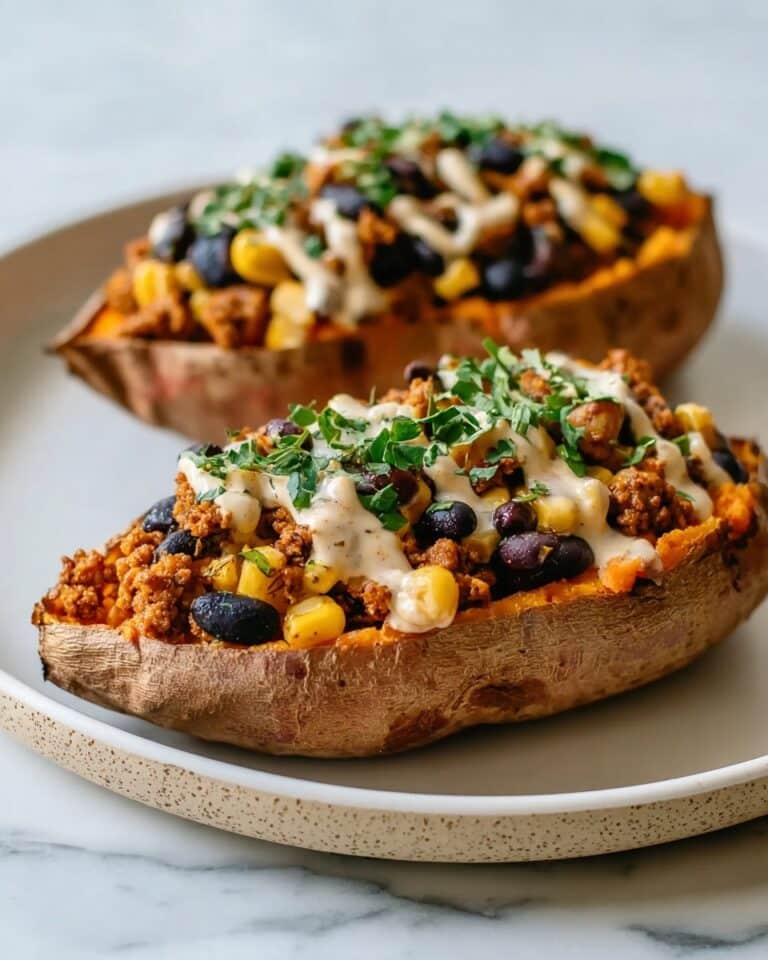 Southwest Turkey Stuffed Sweet Potatoes with Chipotle Crema Recipe
