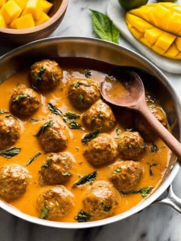 Thai Red Curry Meatballs with Mango and Basil Recipe