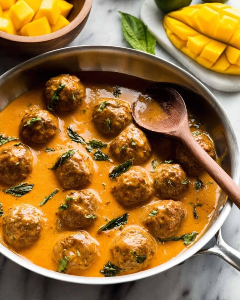 Thai Red Curry Meatballs with Mango and Basil Recipe