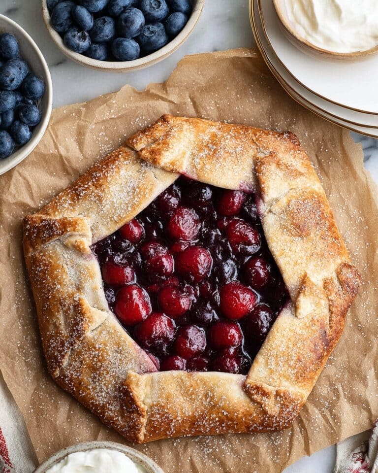 Cherry Galette with Cool Whip and Fresh Blueberries Recipe