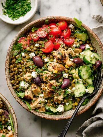 Mediterranean Lentil Salad with Grilled Chicken and Fresh Herbs Recipe