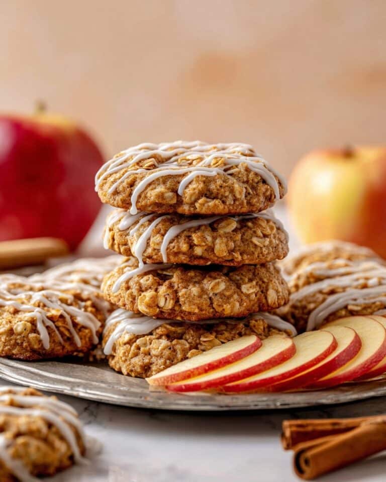 Apple Cinnamon Oatmeal Cookies with Cinnamon Glaze Recipe