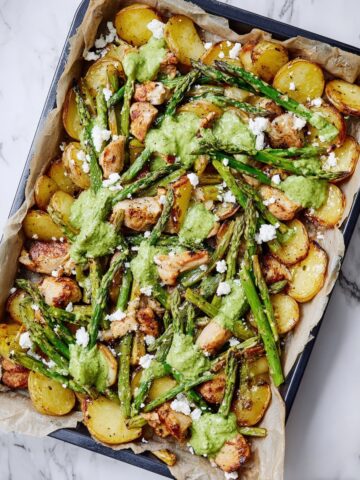 Easy Green Goddess Chicken and Veggies Sheet Pan Dinner Recipe