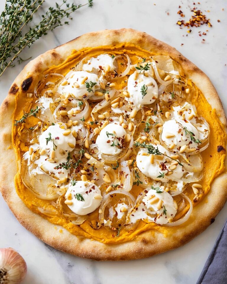 Pumpkin Pizza with Burrata, Onions, and Pine Nuts Recipe