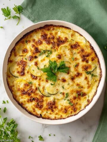 Baked Zucchini and Yellow Squash Casserole with Creamy Parmesan Sauce Recipe