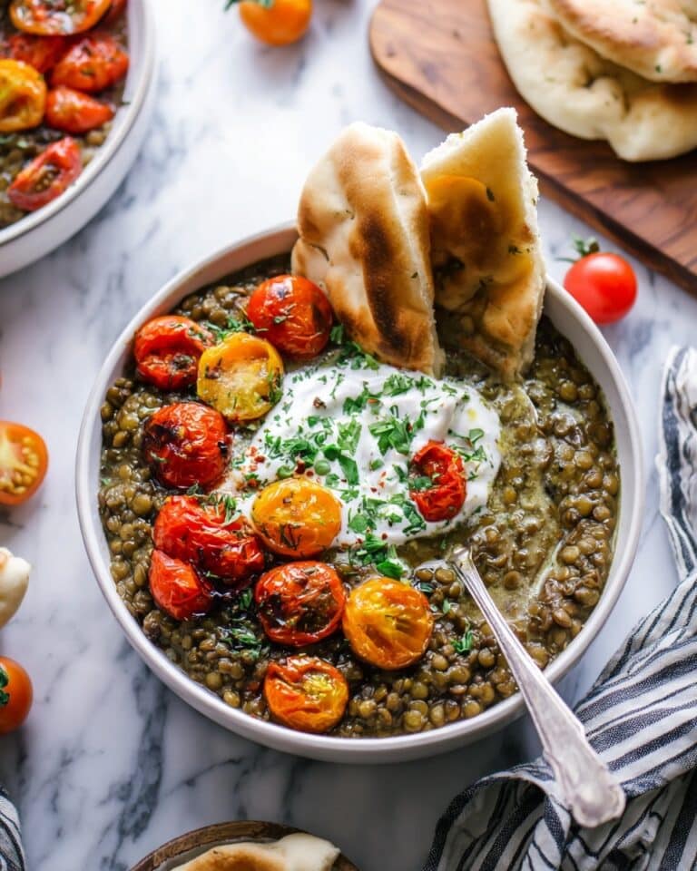 Mediterranean Lentils with Roasted Eggplant and Tomatoes Recipe