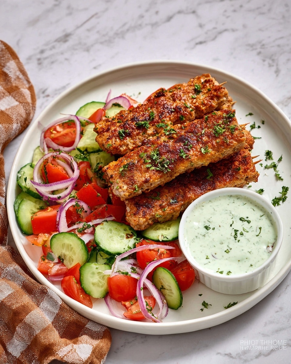 The image shows four long, rectangular kebabs placed side by side on a dark baking tray. The kebabs have a vibrant, slightly shiny orange color with visible herbs and spices mixed inside. The texture is uneven with some small bumps and bits of ingredients showing through the surface. The edges are slightly darker and crispier, hinting they have been cooked well. The background features a white marbled texture partially visible behind the baking tray. photo taken with an iphone --ar 4:5 --v 7