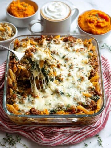 Pumpkin Baked Ziti with Sausage, Kale, and Sage Recipe